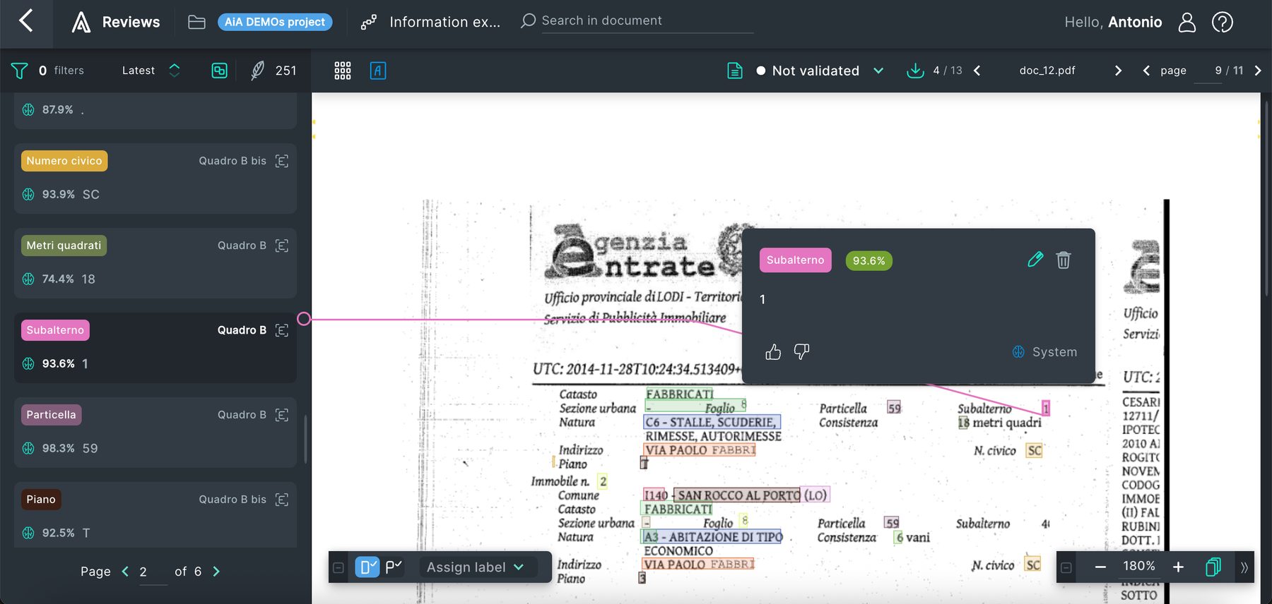 Agent extraction and review